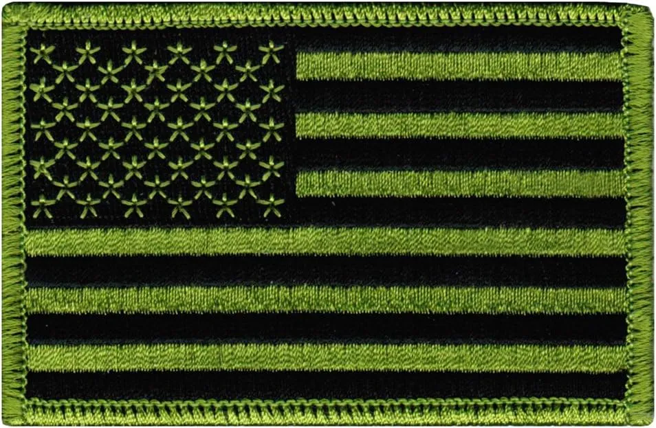American Flag Embroidered Patch Green United States Tactical Subdued Military