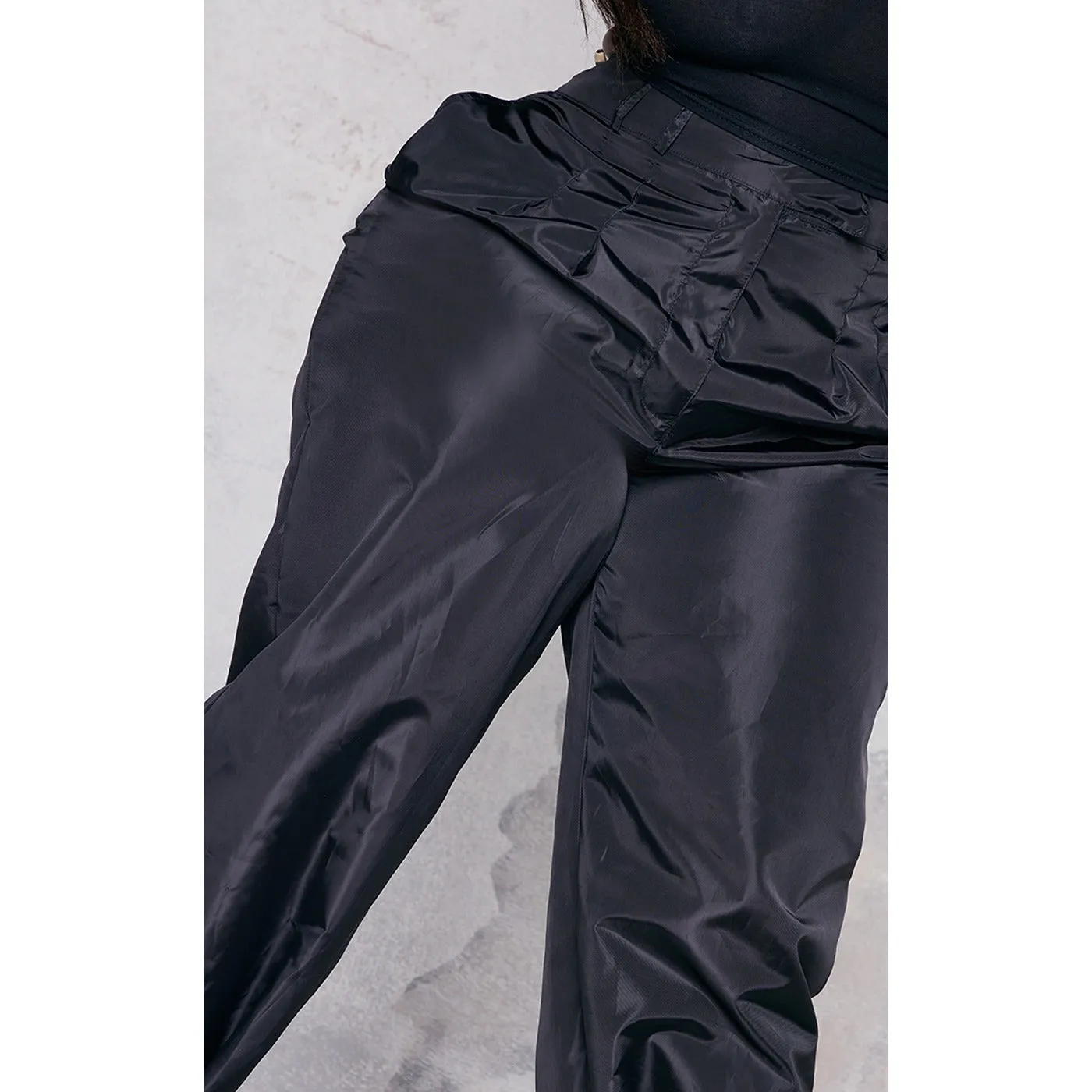 Black Tie Cuff Nylon Trousers