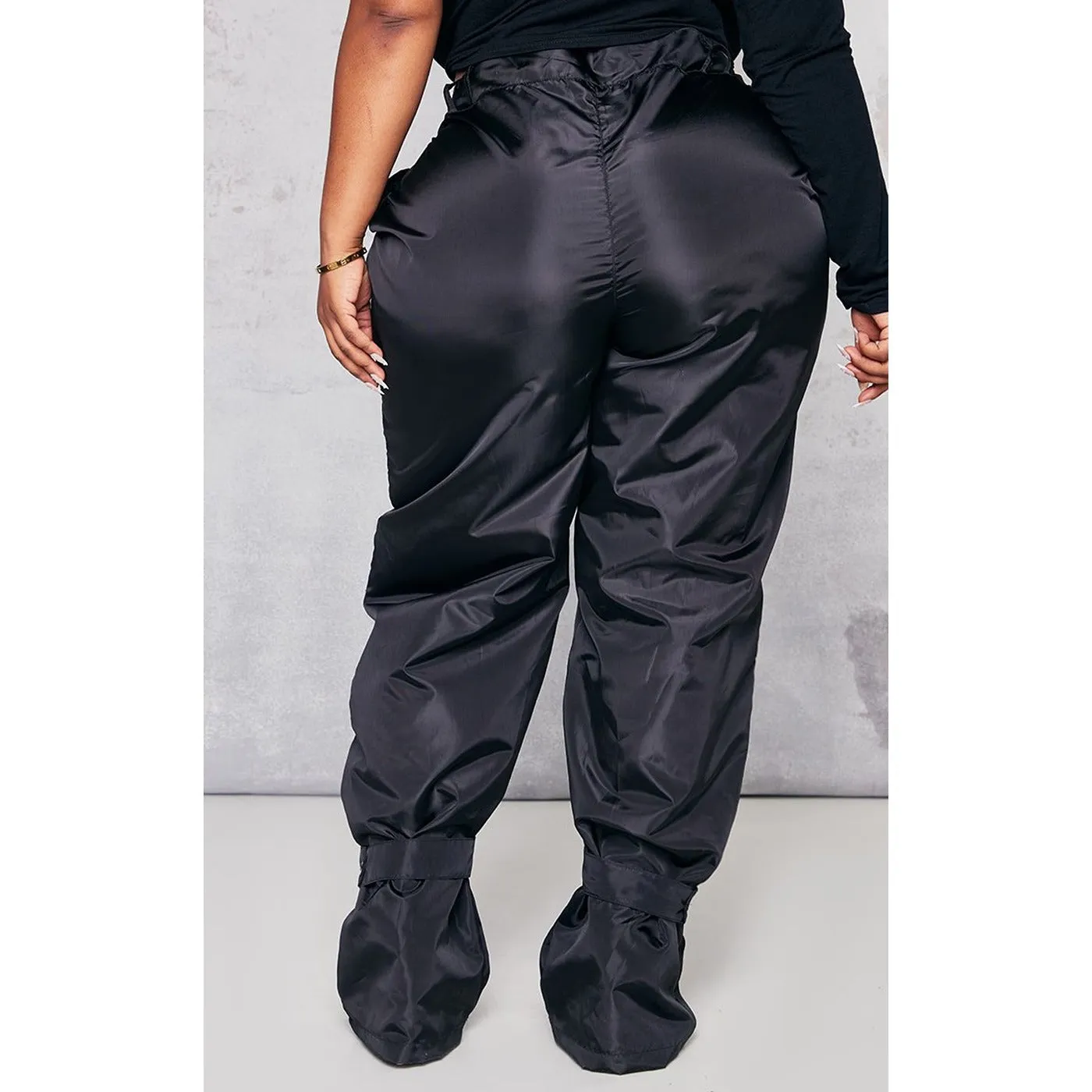 Black Tie Cuff Nylon Trousers