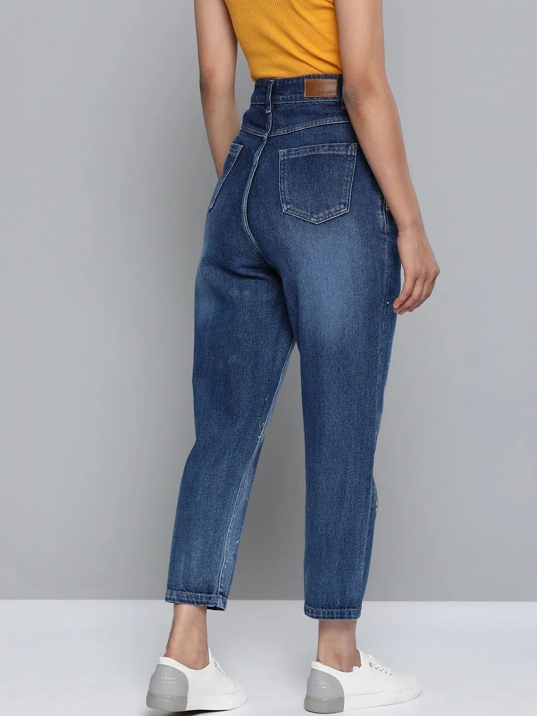 Blue Paint Splatter Slouchy Jeans