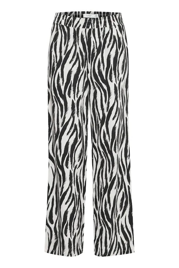 Byoung Byfalakka Linen Mix Animal Print Trousers Black