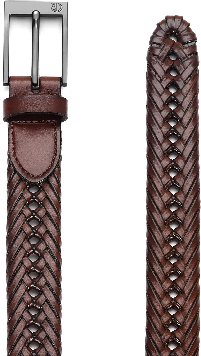 CHAOREN Leather Braided Belts for Men - 1 1/8" Mens Casual Woven Leather Belt for Dress Pants
