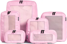 Compression Packing Cubes for Travel - Luggage Organizer Bags - Double Zipper Packing Cubes for Suitcases (6-Pack, Pink)