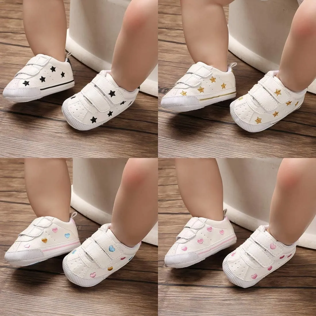 E-FAK Baby Shoes Boys Girls Infant Sneakers Non-Slip Rubber Sole Toddler Crib First Walker Shoes