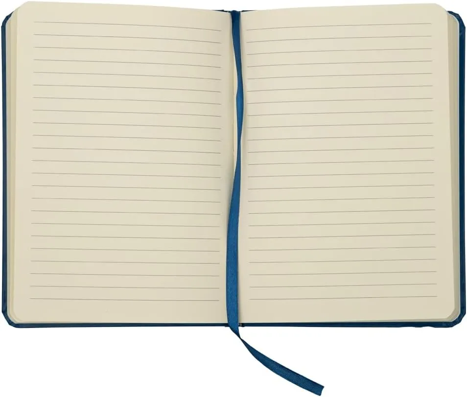 JAM Paper Hardcover Notebook with Elastic Band - Medium Journal - 5 x 7 - Blue - 100 Lined Sheets - Sold Individually