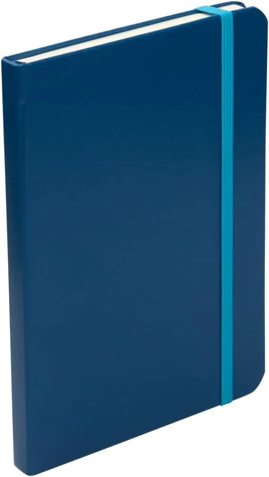 JAM Paper Hardcover Notebook with Elastic Band - Medium Journal - 5 x 7 - Blue - 100 Lined Sheets - Sold Individually