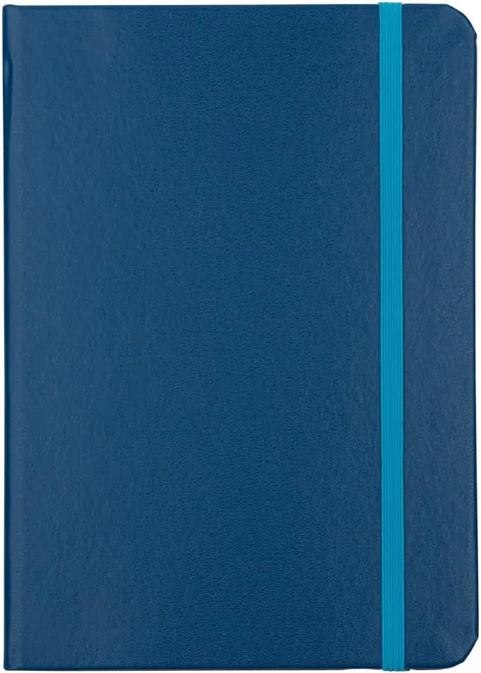 JAM Paper Hardcover Notebook with Elastic Band - Medium Journal - 5 x 7 - Blue - 100 Lined Sheets - Sold Individually