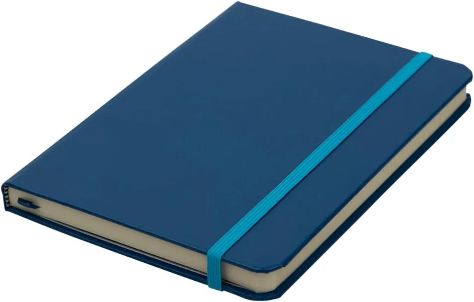 JAM Paper Hardcover Notebook with Elastic Band - Medium Journal - 5 x 7 - Blue - 100 Lined Sheets - Sold Individually