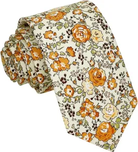 Kebocis Mens Skinny Cotton Floral Necktie Thin Tie for Men