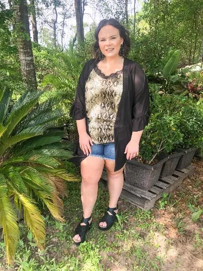 Last Chance Size Medium & 2XL | Is It Fate Snakeskin Camisole with Lace Trim in Taupe