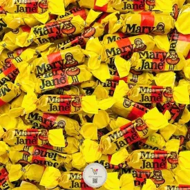 Mary Jane Bite Size Bulk Candy - Nostalgic Fun Size Taffy Bars Made With Real Molasses and Peanut Butter (1 Pound)
