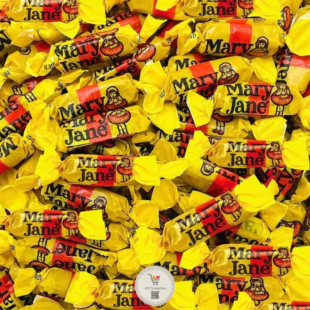 Mary Jane Bite Size Bulk Candy - Nostalgic Fun Size Taffy Bars Made With Real Molasses and Peanut Butter (1 Pound)