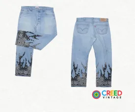 Original Upcycled/Reworked Levi's Bandana Flame Jeans - NRP4 SS24
