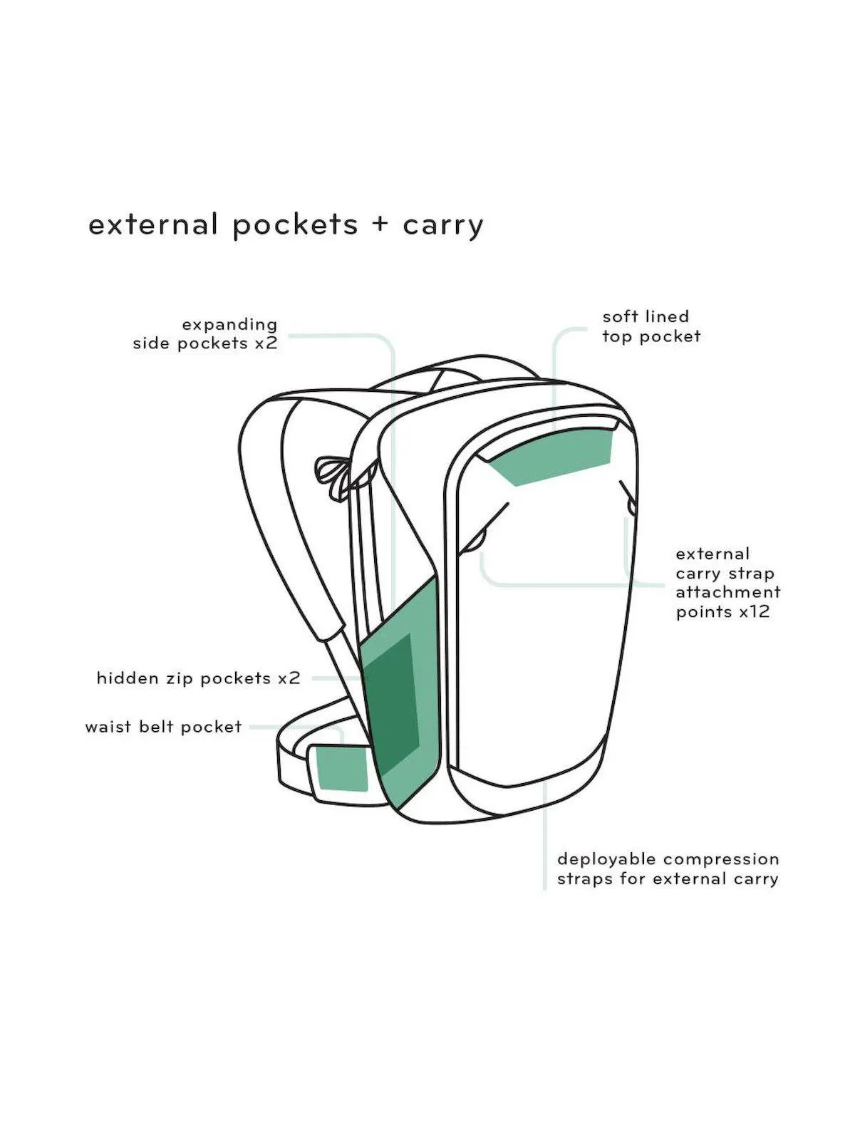 Peak Design Travel Backpack Sage Green 45L