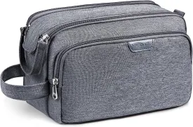 Vorspack Travel Toiletry Bag for Men - Water Resistant Mens Toiletry Travel Bag Dopp Kit Shaving Bag for Bathroom Toiletries Gifts - Grey