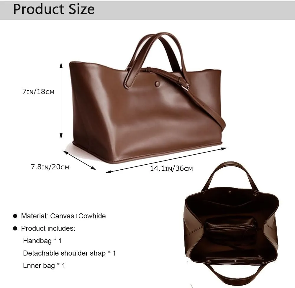 Women's Tote Bag, Commuting Handbags with Leather Shoulder Strap, Designer Oversized Totes Top Handle Handbag
