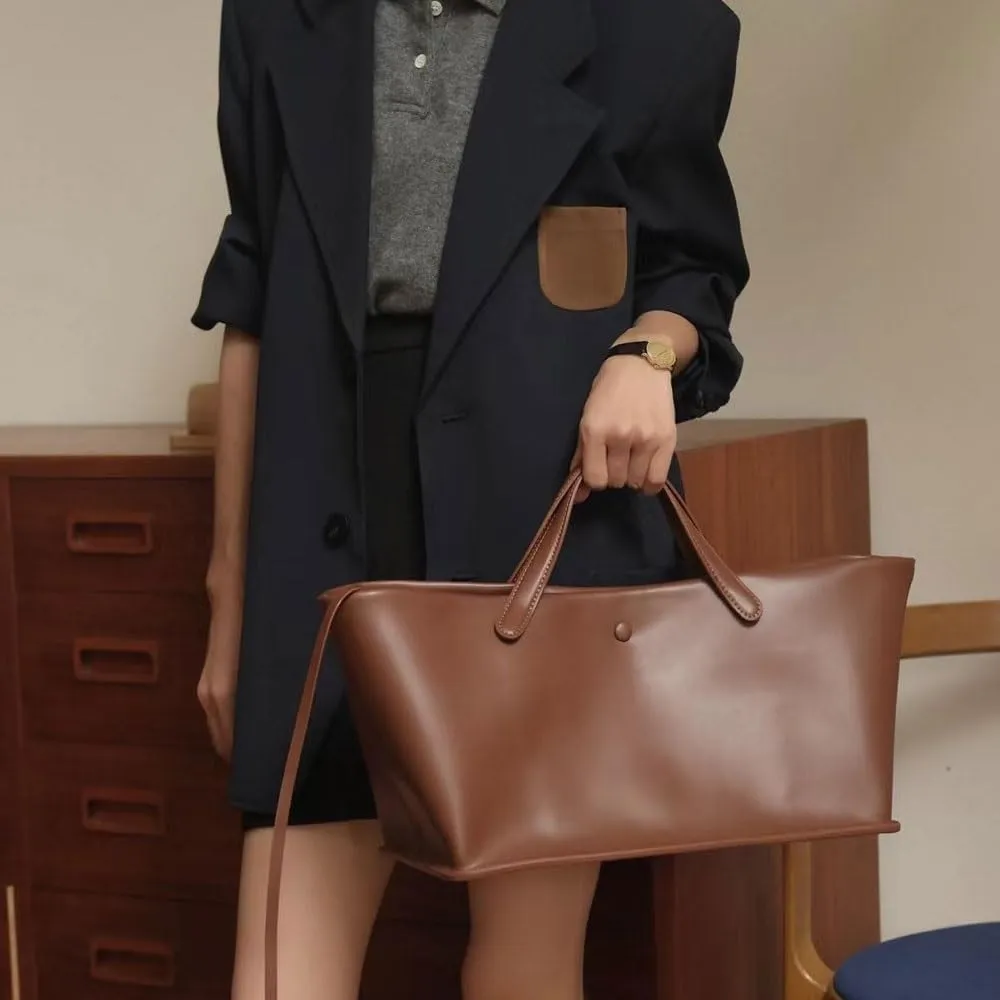 Women's Tote Bag, Commuting Handbags with Leather Shoulder Strap, Designer Oversized Totes Top Handle Handbag